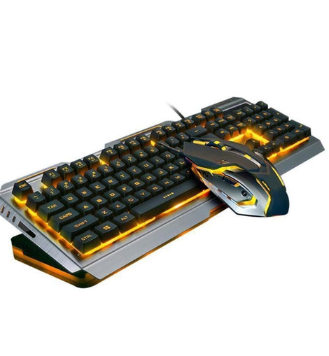 Ninja Dragons Tungsten Gold Metal Frame Gaming Keyboard and Mouse Set